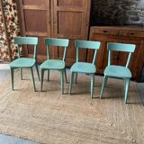 Set of 4 green bistro chairs