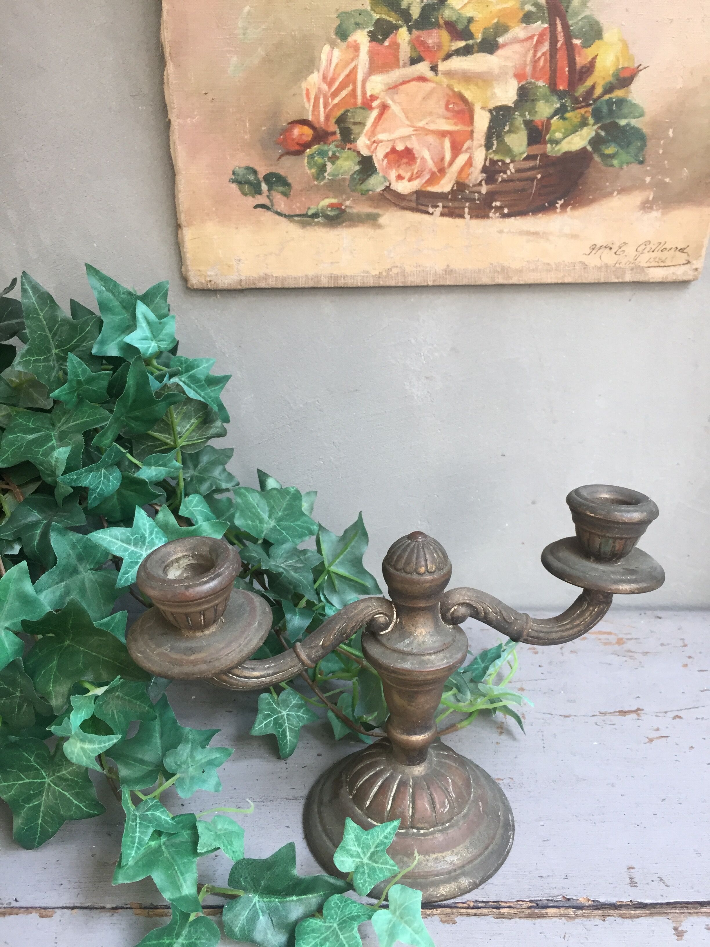 Bronze chandelier aged by time