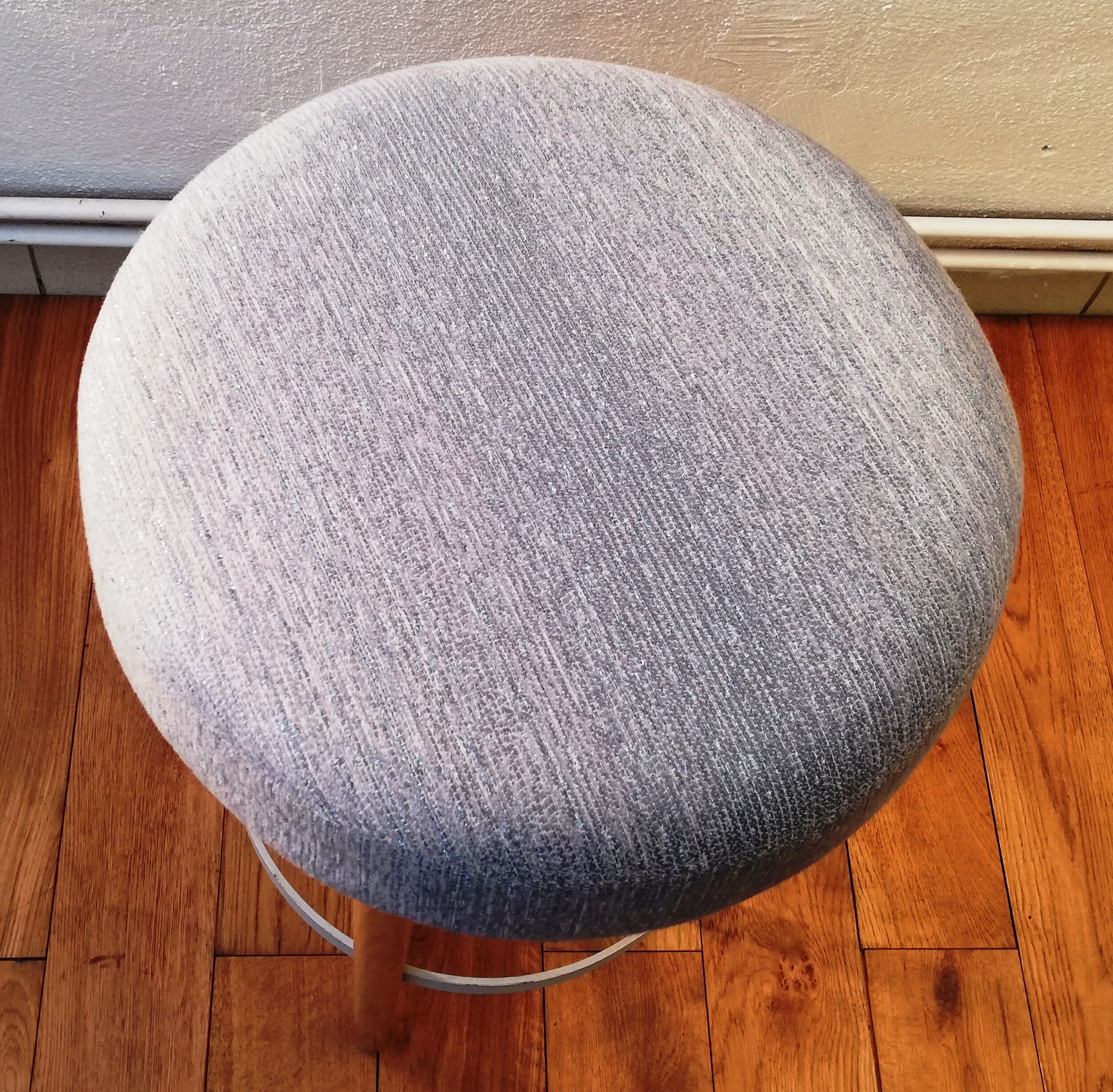 Vintage stool blue fabric