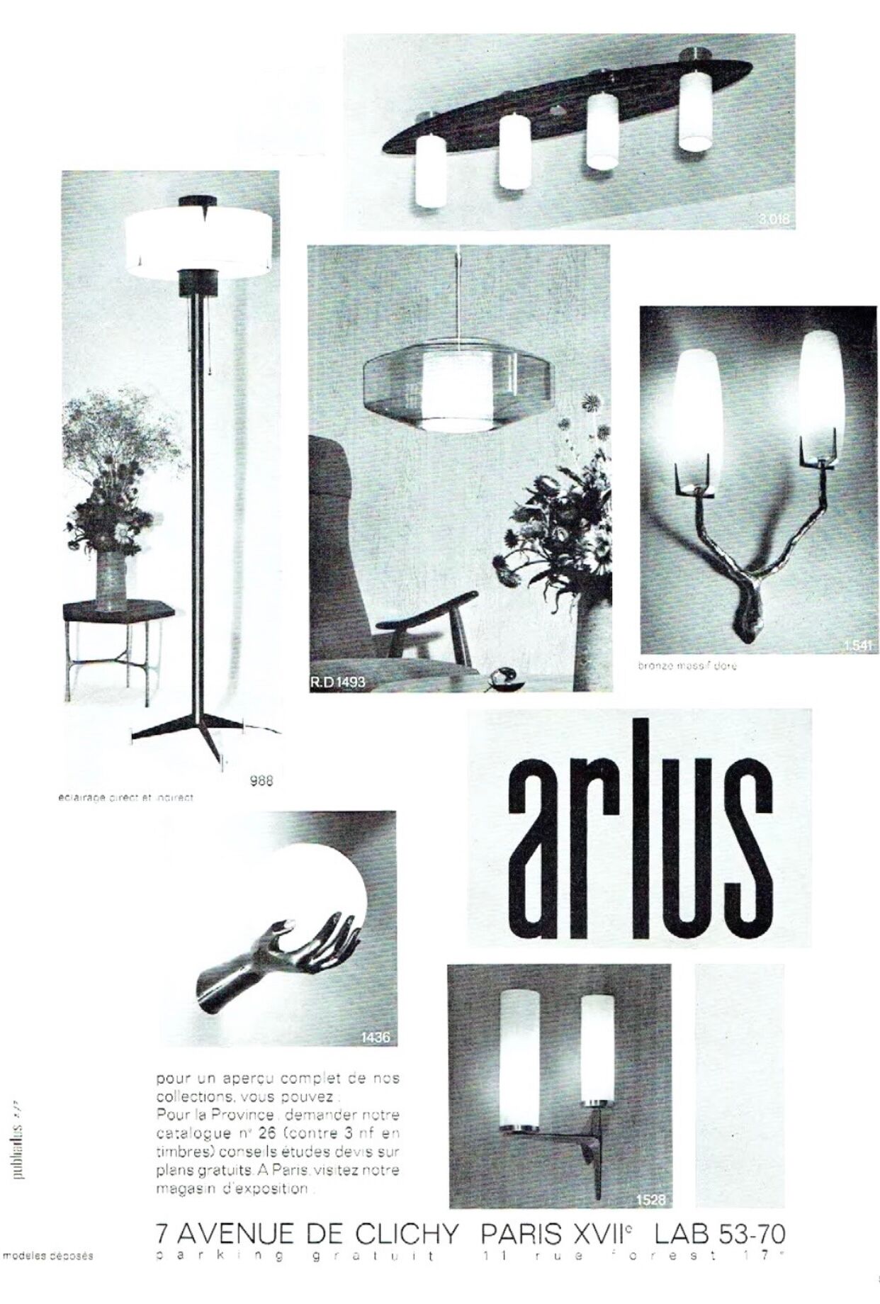 Arlus Publisher. Pair of appliques in gilded bronze