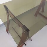 Vintage Marcello Gacita and Pierre Tiberi desk in smoked glass and plexiglass