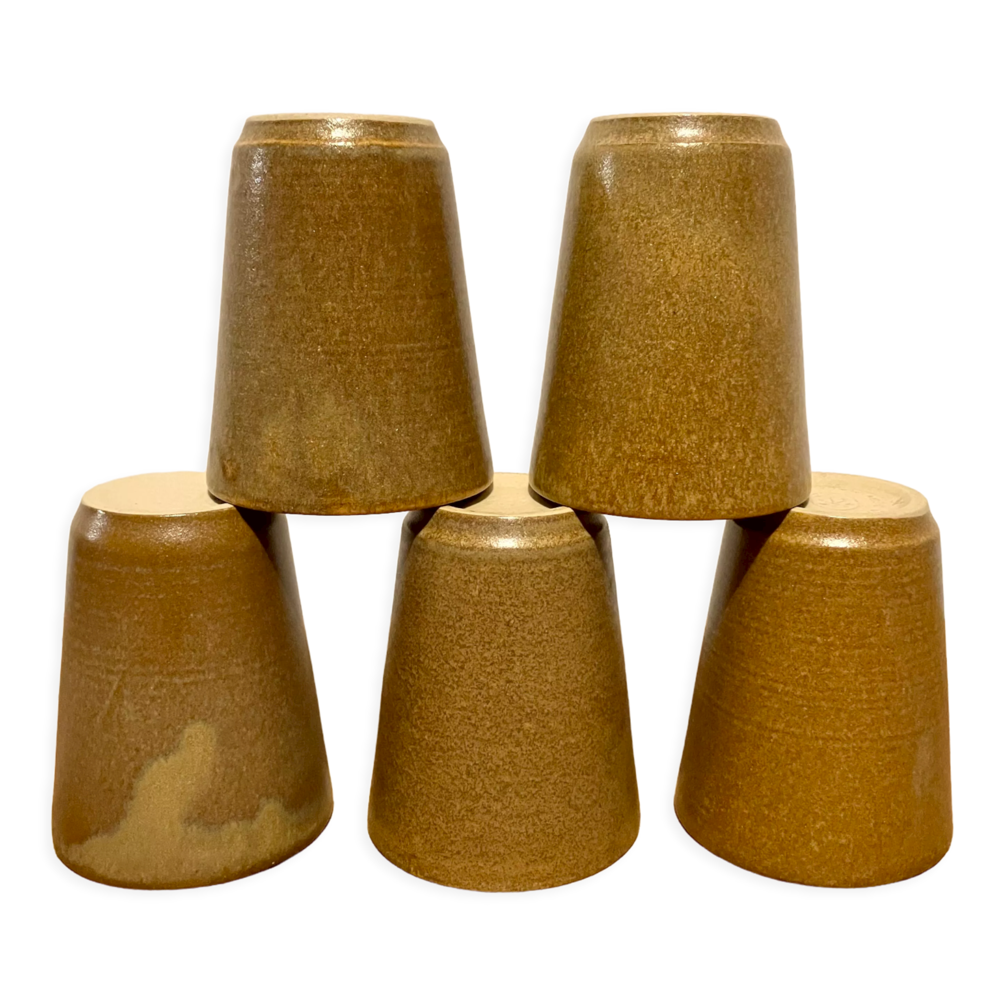 5 Digoin stoneware cups