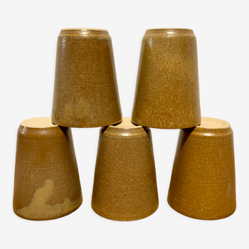 5 Digoin stoneware cups