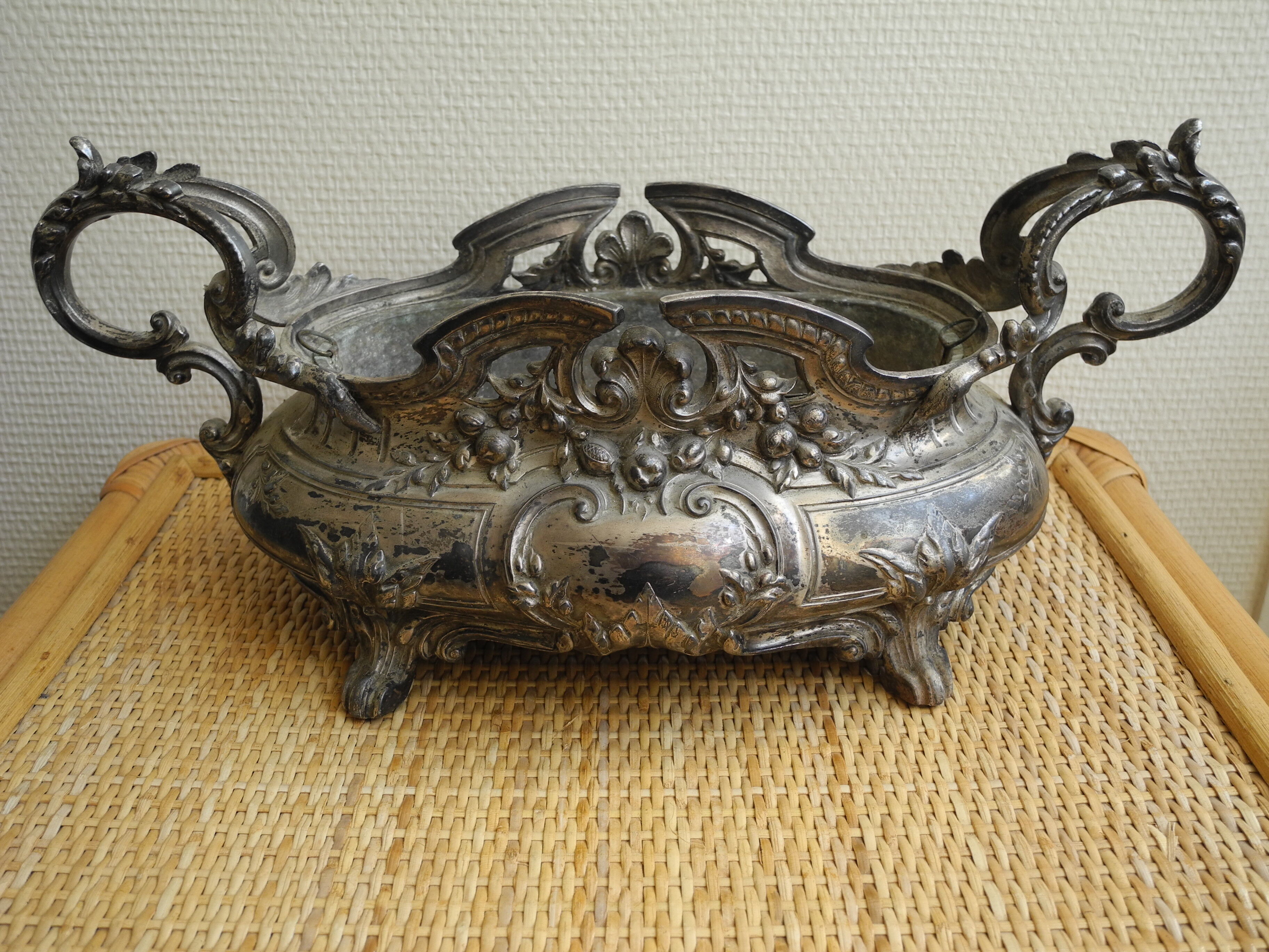 Jardinière métal argenté orfèvre XIXe silver metal planter 19th | Selency