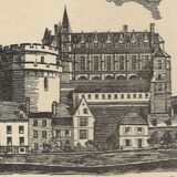 Engraving-years 1930-J Druet - The castle of Amboise- Format page 24.5 x 18 cm -