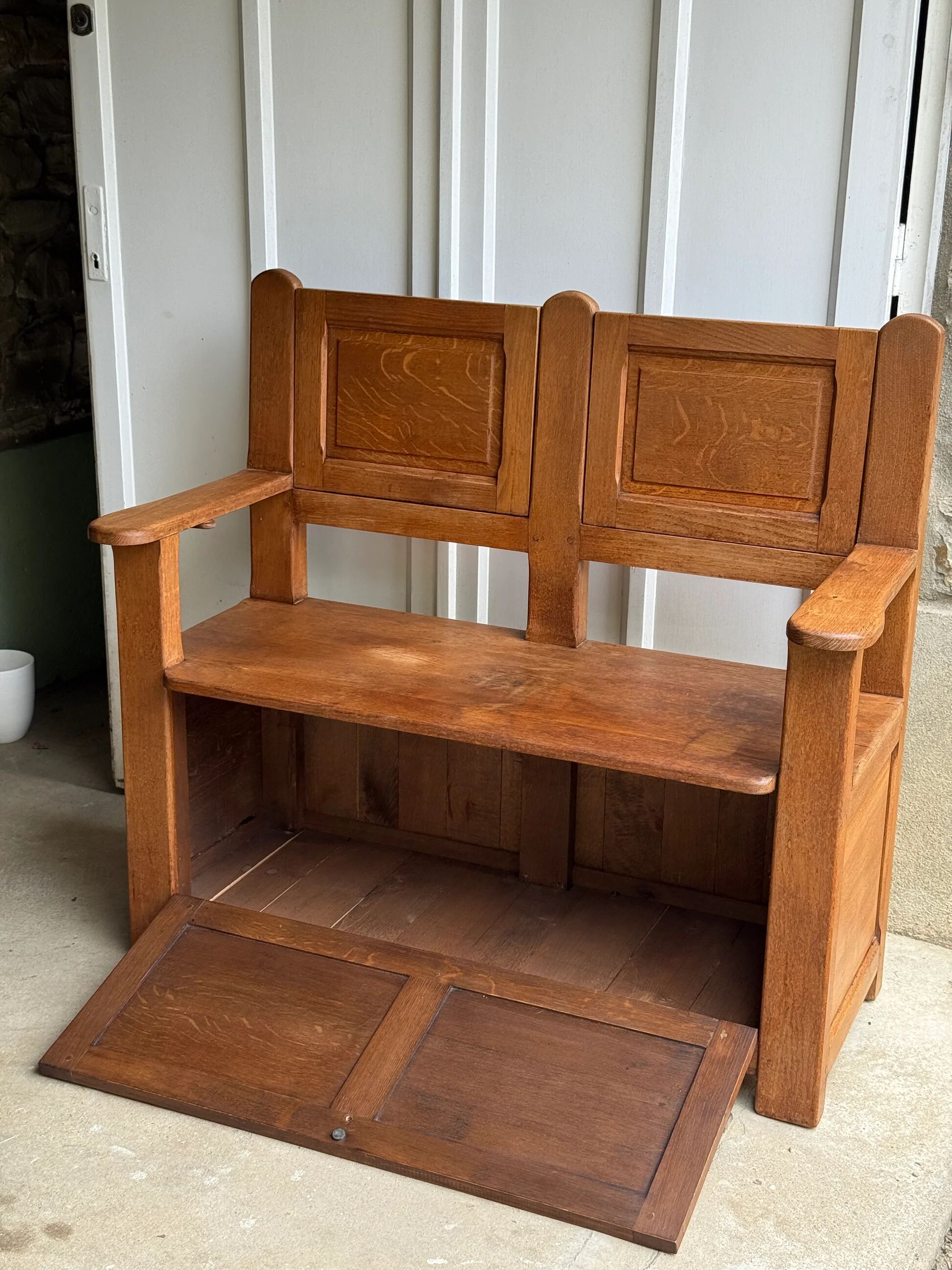 Singing bench / bench with storage chest in solid oak