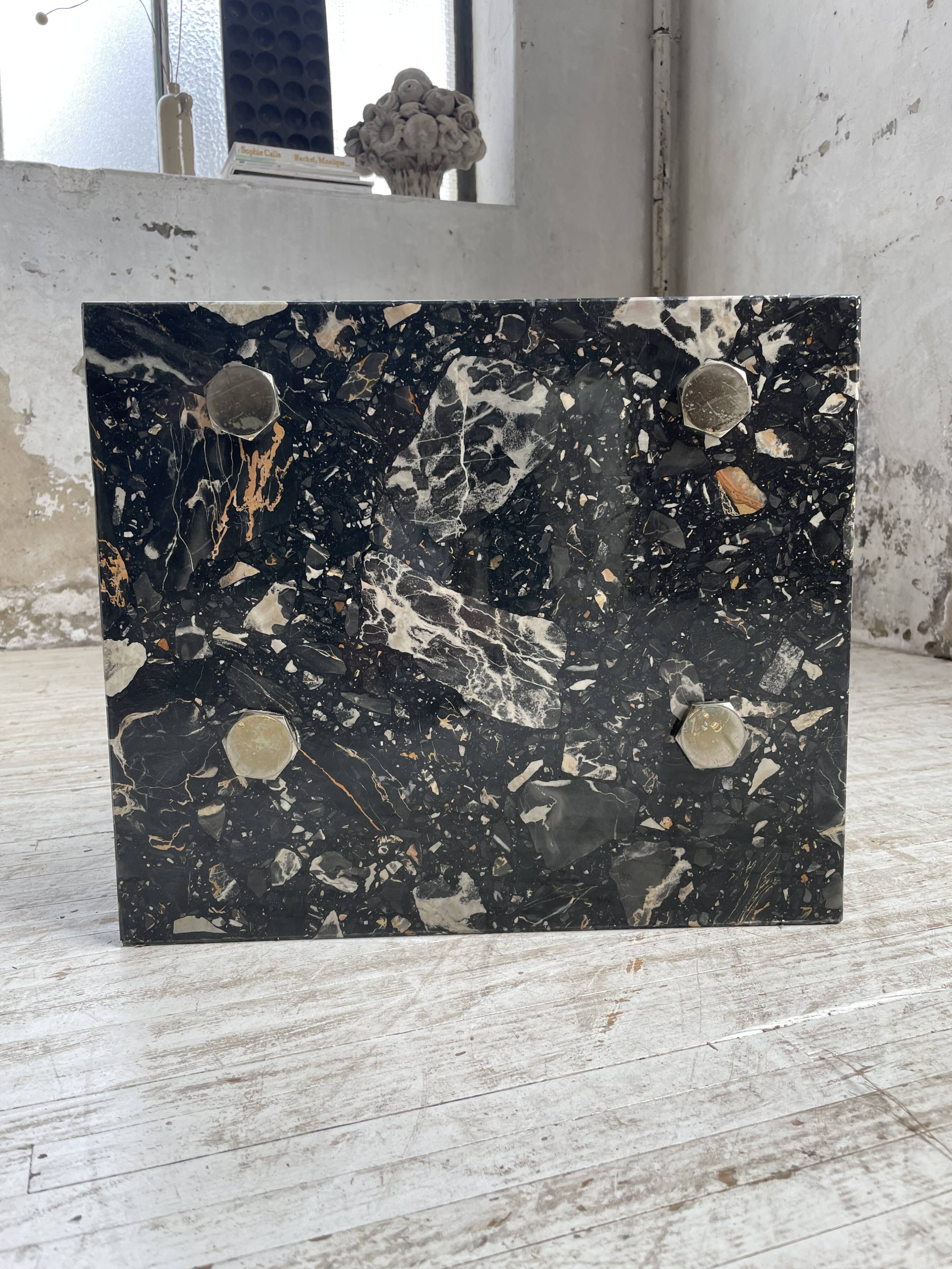 80s Italian marble and glass coffee table