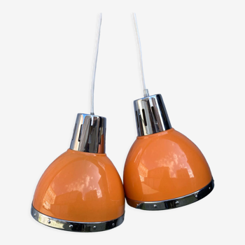 Orange pendant lamps