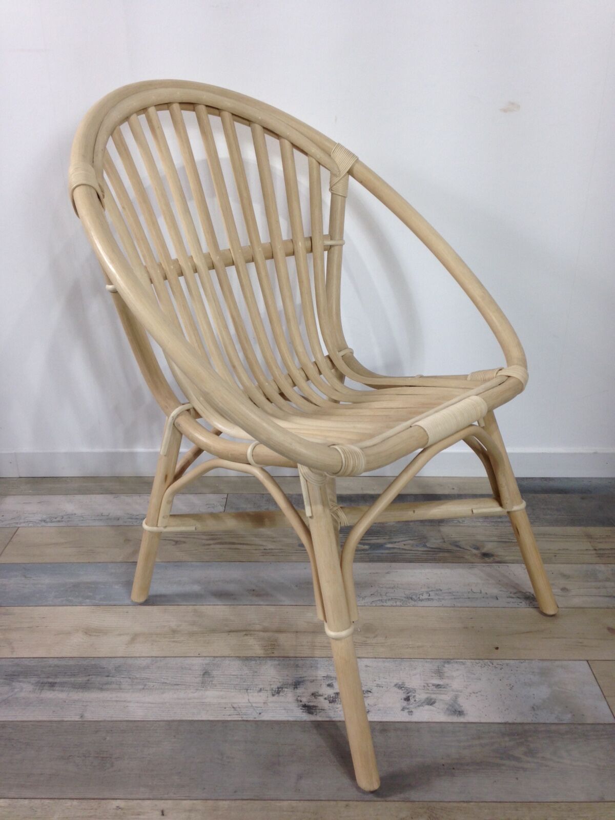 Rattan shell armchair