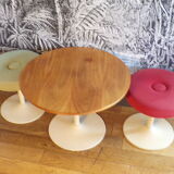 Coffee table and two tulip foot stools