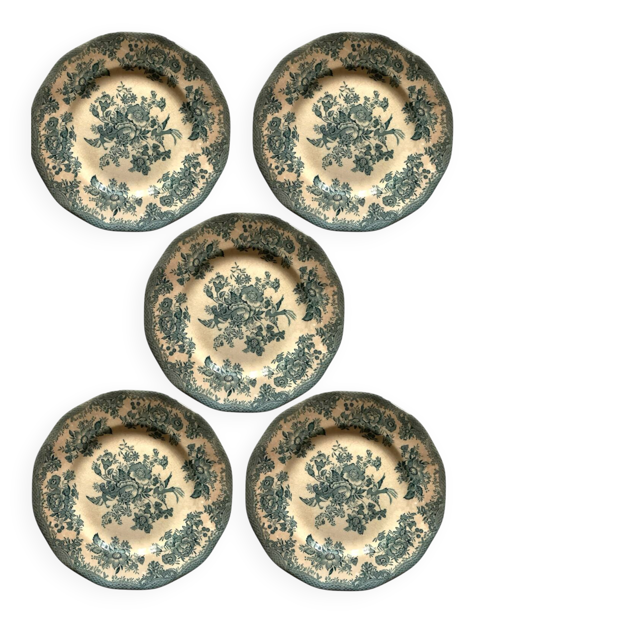 5 small antique Wedgwood ironstone plates – 17.5 cm