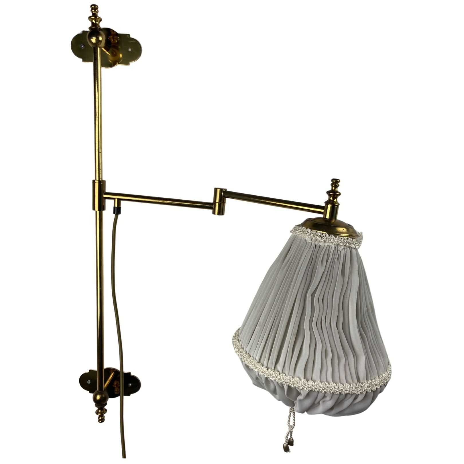 Brass art deco swivel arc wall lamp