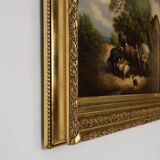 Large Rococo painting with gilded wooden frame, Belgium ca. 1900