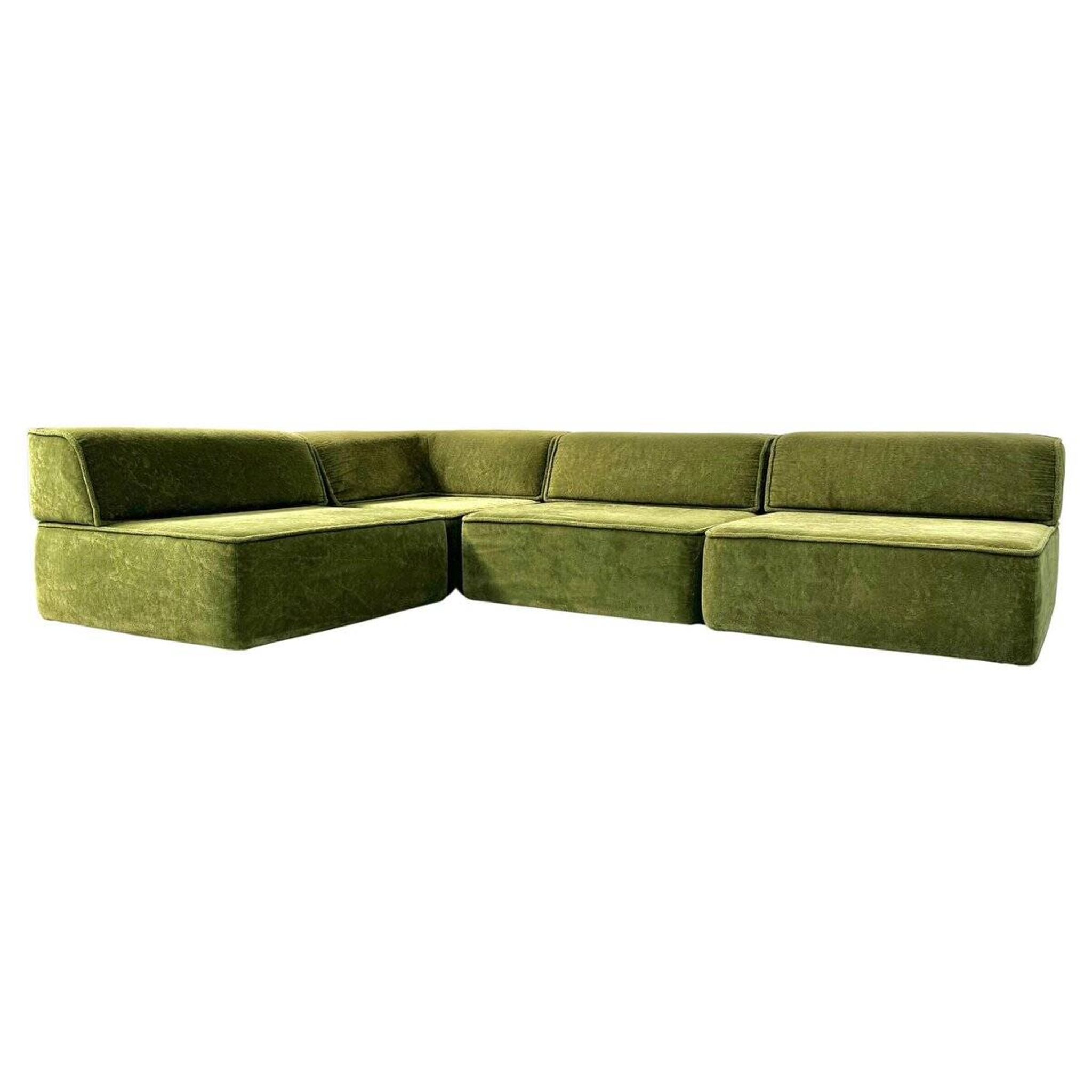 Swiss Vintage Modular Trio Sofa in Green Fabric by Team Form AG for Cor.