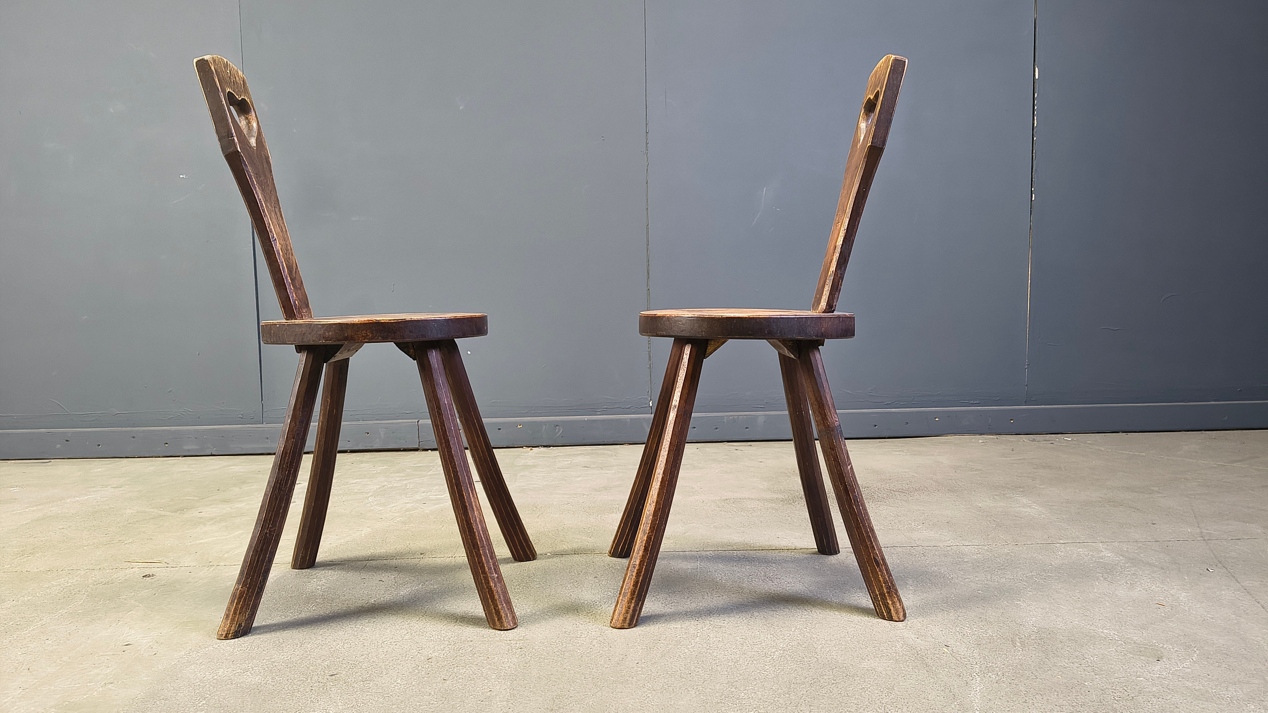 Vintage brutalist heart shaped chairs, 1960s