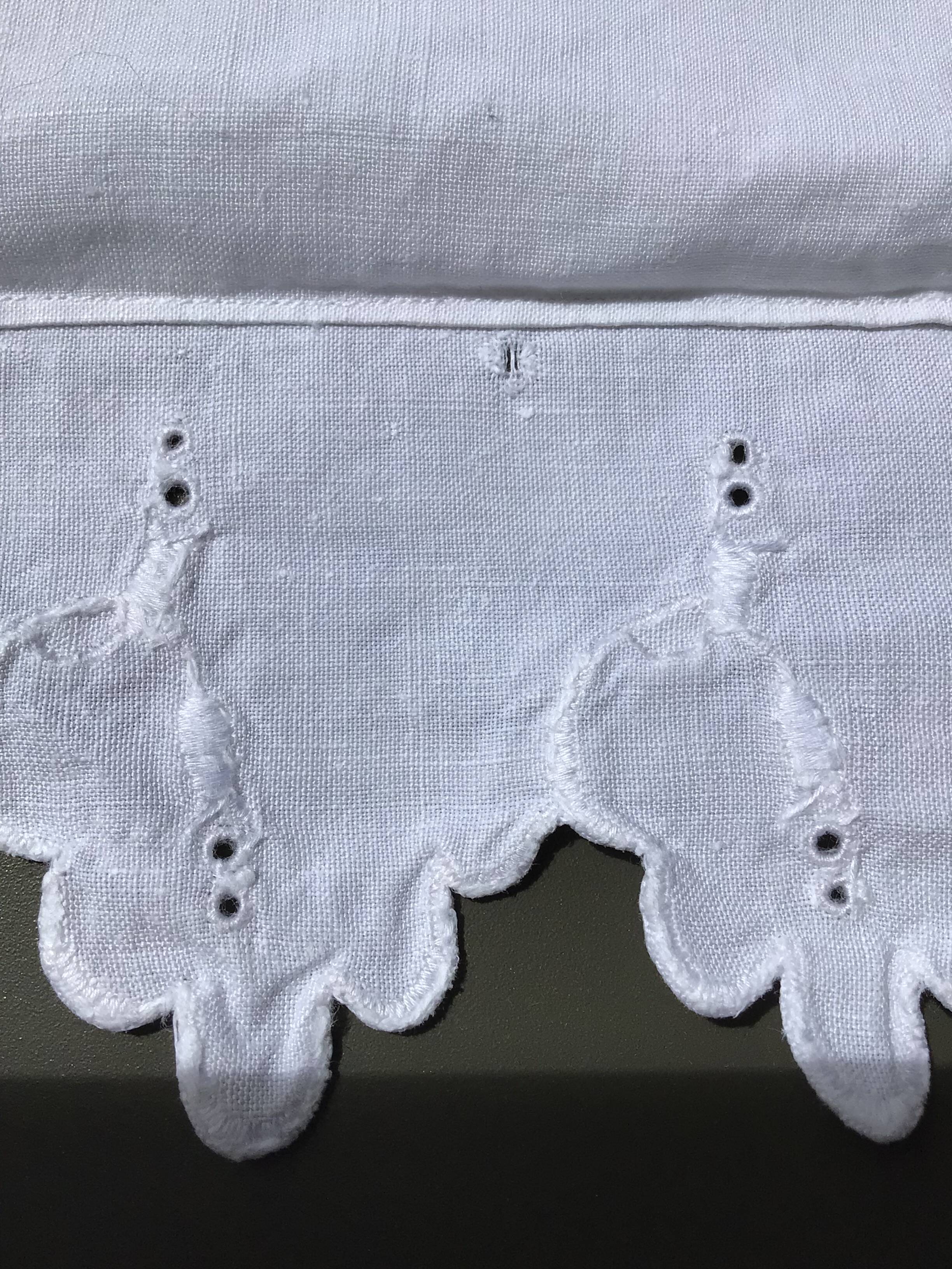 Pillowcase AB scalloped edge English embroidery tulips