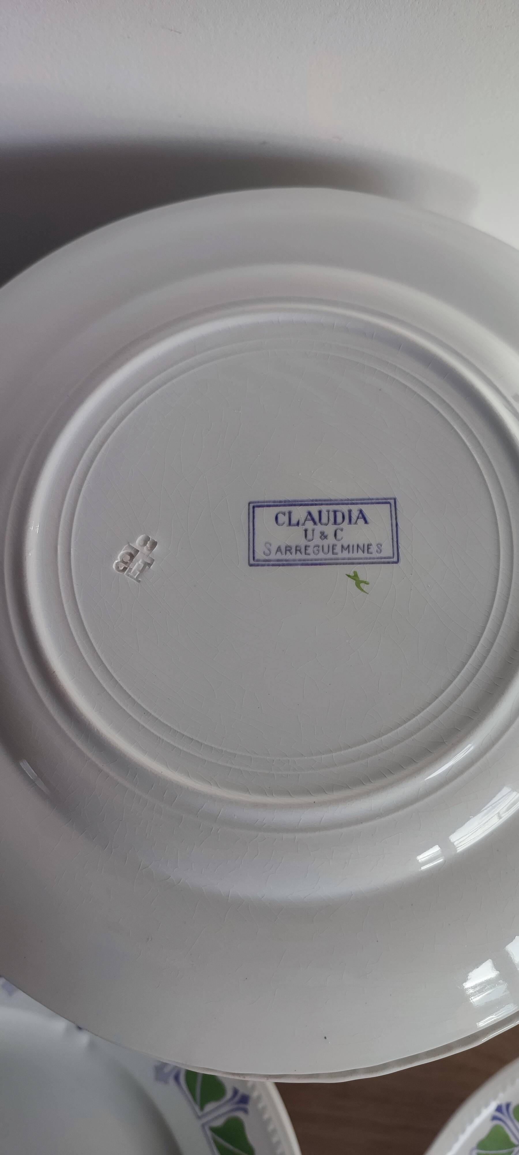 Service of 58 pieces of tableware Sarreguemines Claudia Art Nouveau Art Deco