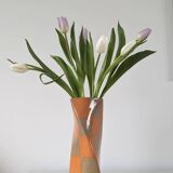 Orange Check Twist Vase