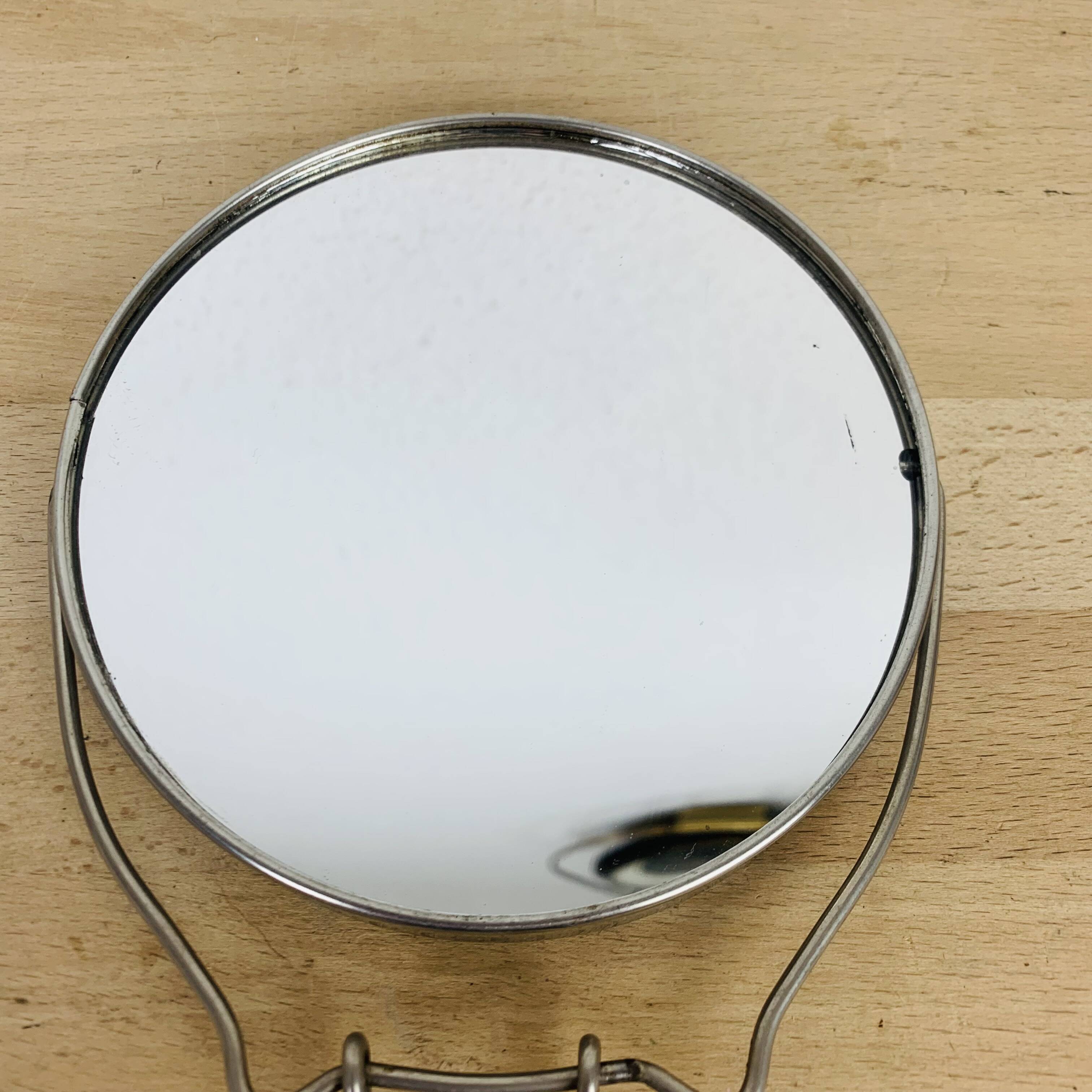 Round double-sided magnifying barber mirror