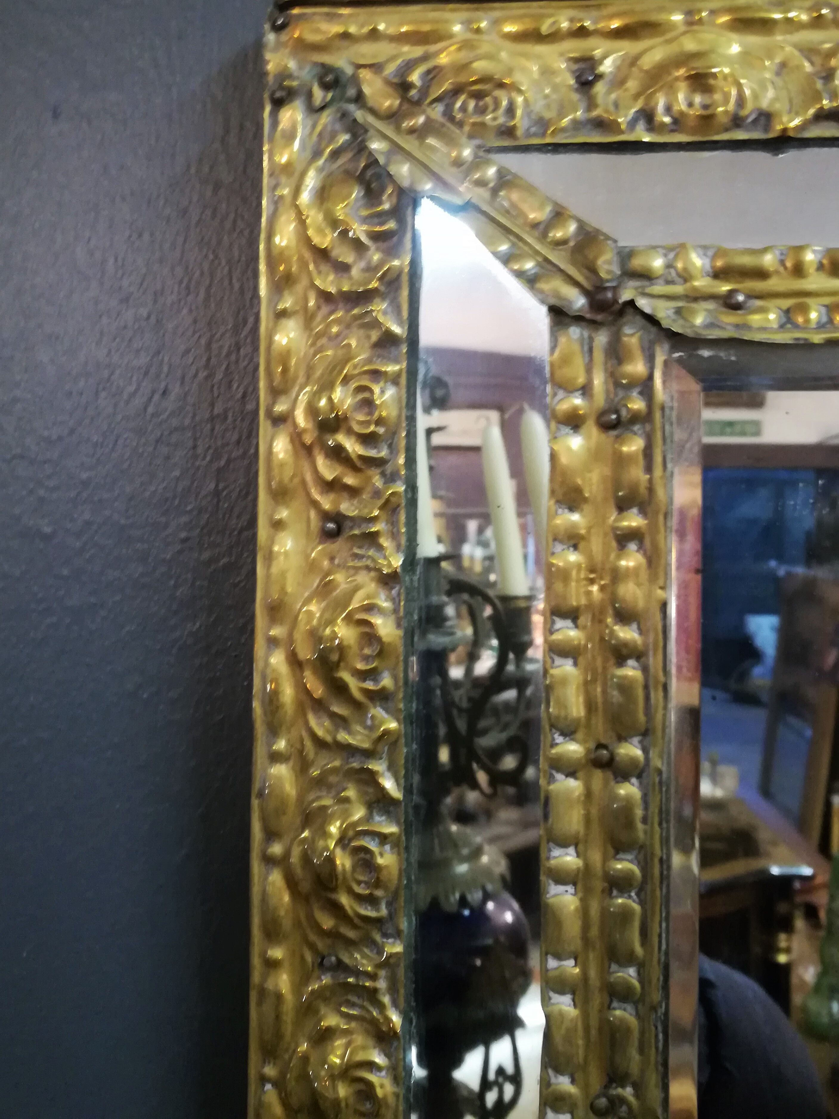 Napoleon III gold copper windshield mirror - 58x38cm