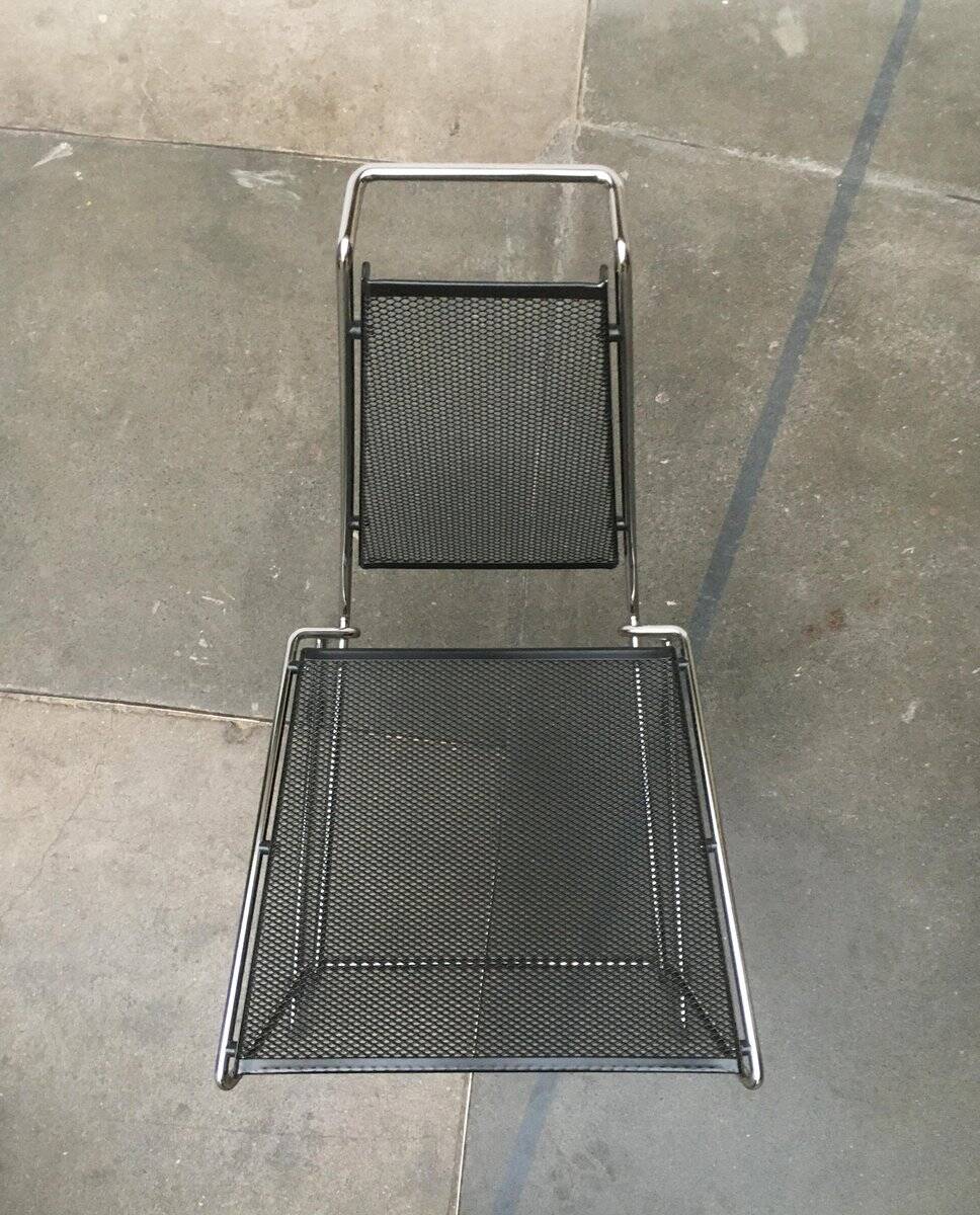 Postmodern vintage metal side chair by Rolf Rahmlow, 1980s