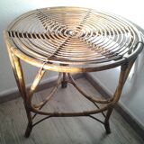 Vintage rattan tripod table