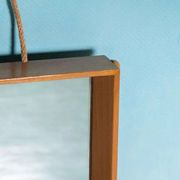 Wooden Japandi Scandinavian mirror from the 70s, minimalist mirror.