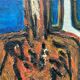 Tableau nature morte aux bouteilles XXe