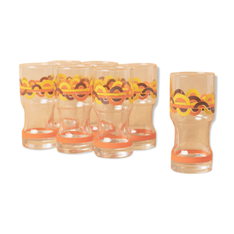 7 glasses orangeade orange pattern circles silkscreen prints vintage 1970