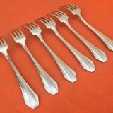 Art Deco Set of 6 forks and 6 large spoons, silver-plated metal, SNO REX