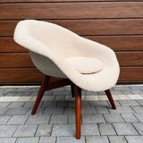 Armchair shell, renovated fabric with buckles, design F.Jiràk for Vertex, vintage Czech 1960s