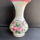 Vase Napoleon III in white opaline with floral decoration with gilding