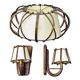 Suspension light and its 2 rattan wall lights by Louis Sognot, 1950s