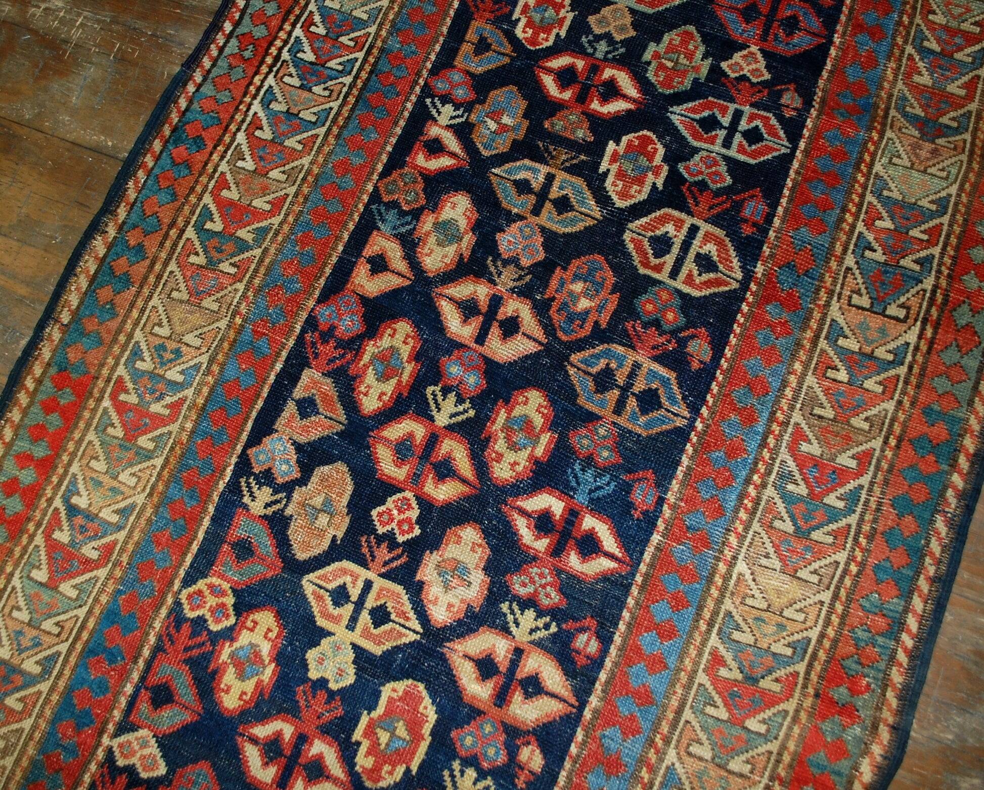 Handmade antique Armenian Gandzak rug 106cm x 222cm 1880s - 1B519