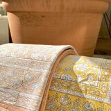 Nappe indienne rose poudré blockprint 150x250cm