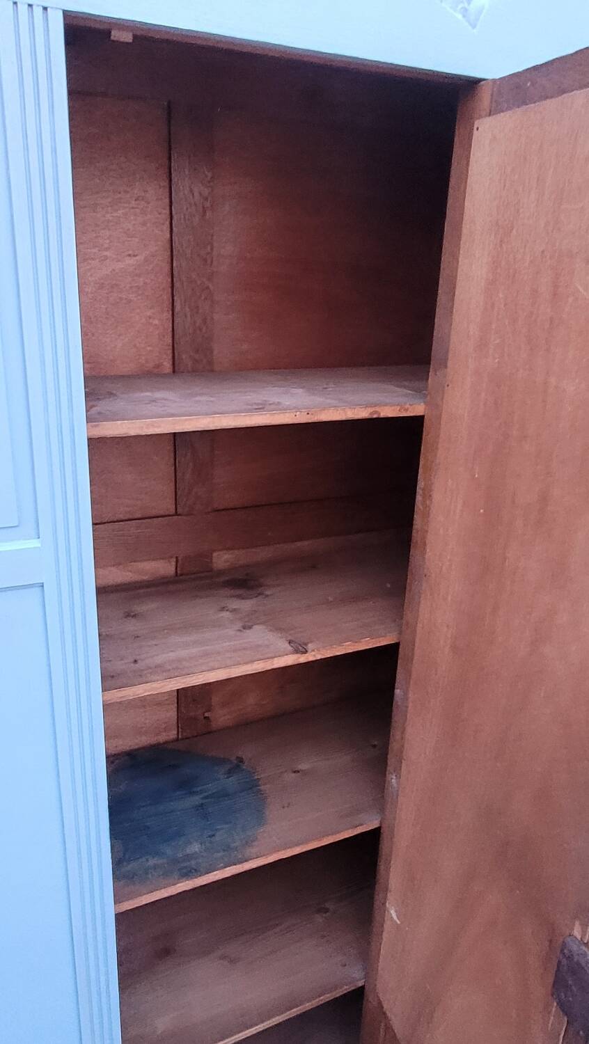 Parisian Art Deco armoire with beveled mirror and painted decoration