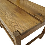 Solid oak brutalist robust bench, Netherlands 1950s