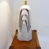 Large white ceramic fan-shaped table lamp - Art Deco style