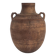 Vaisseau en terre cuite primitive avec des détails géométriques peints à la main.