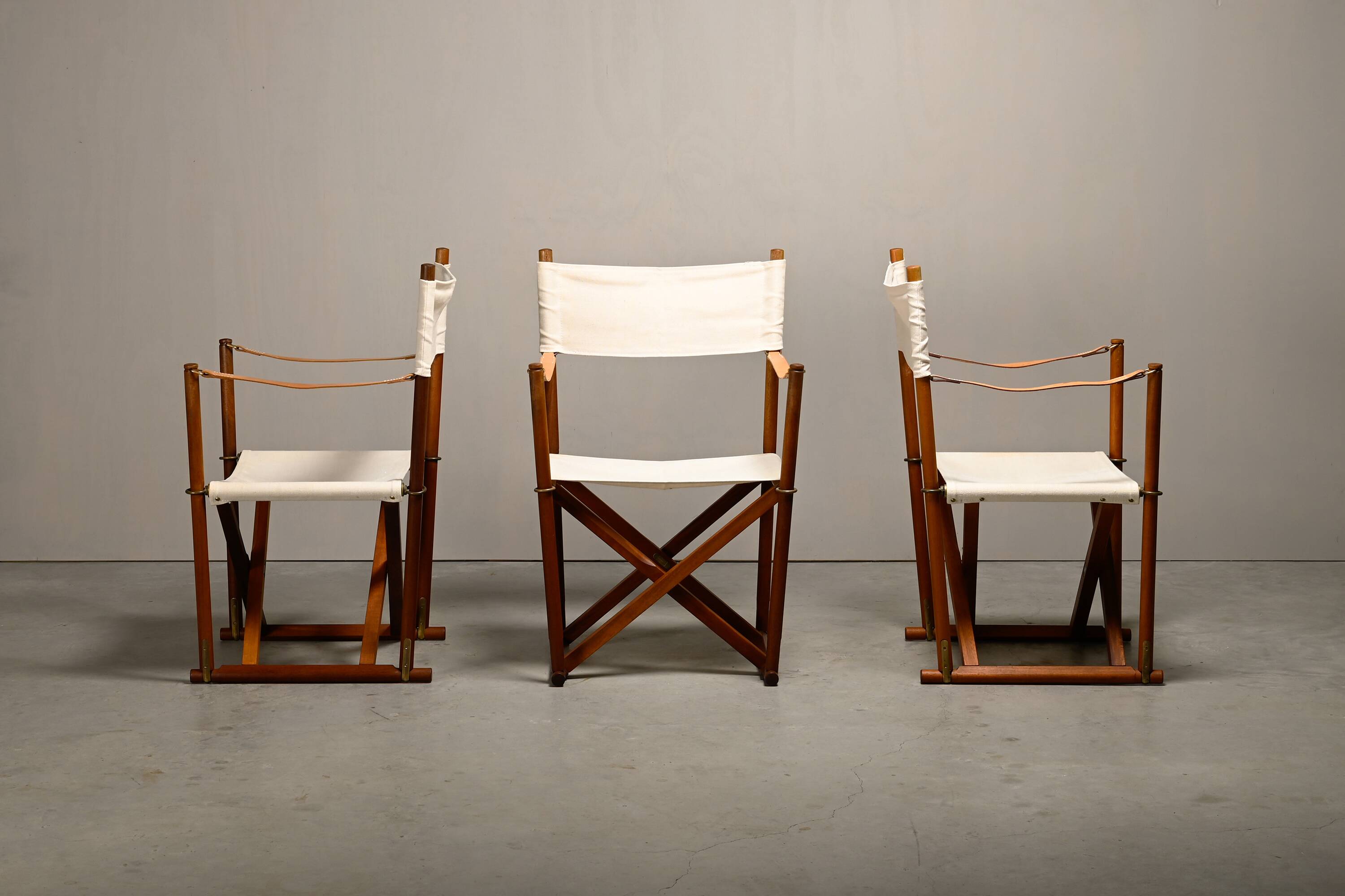 Mogens Koch MK-16 Folding Chair in Teak Wood with Canvas for Rud Rasmussen