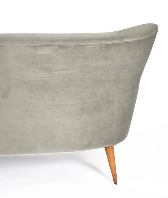 3-seater velvet sofa, original, over 60 years old, grey.