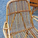 Vintage dining room attributed to Audoux and Minet in bamboo and rattan