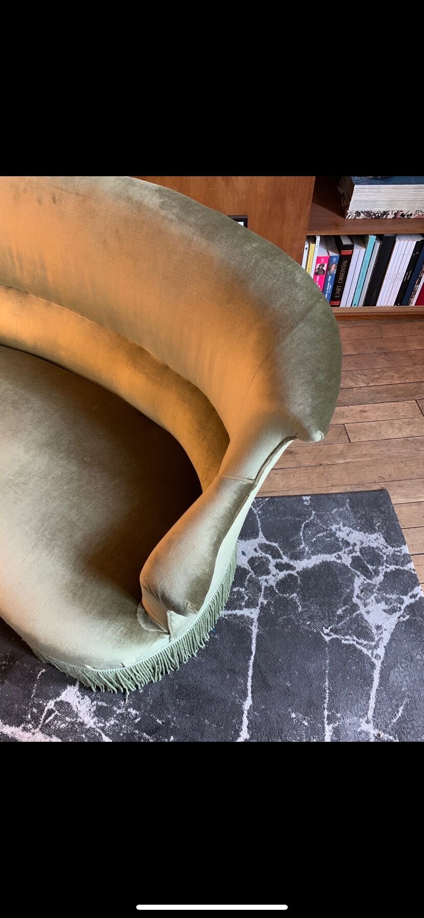 Green velvet toad sofa