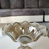 Murano Ruffled Bowl/Centerpiece, Pearly Iridescent Taupe Color. Diameter 24.5 cm