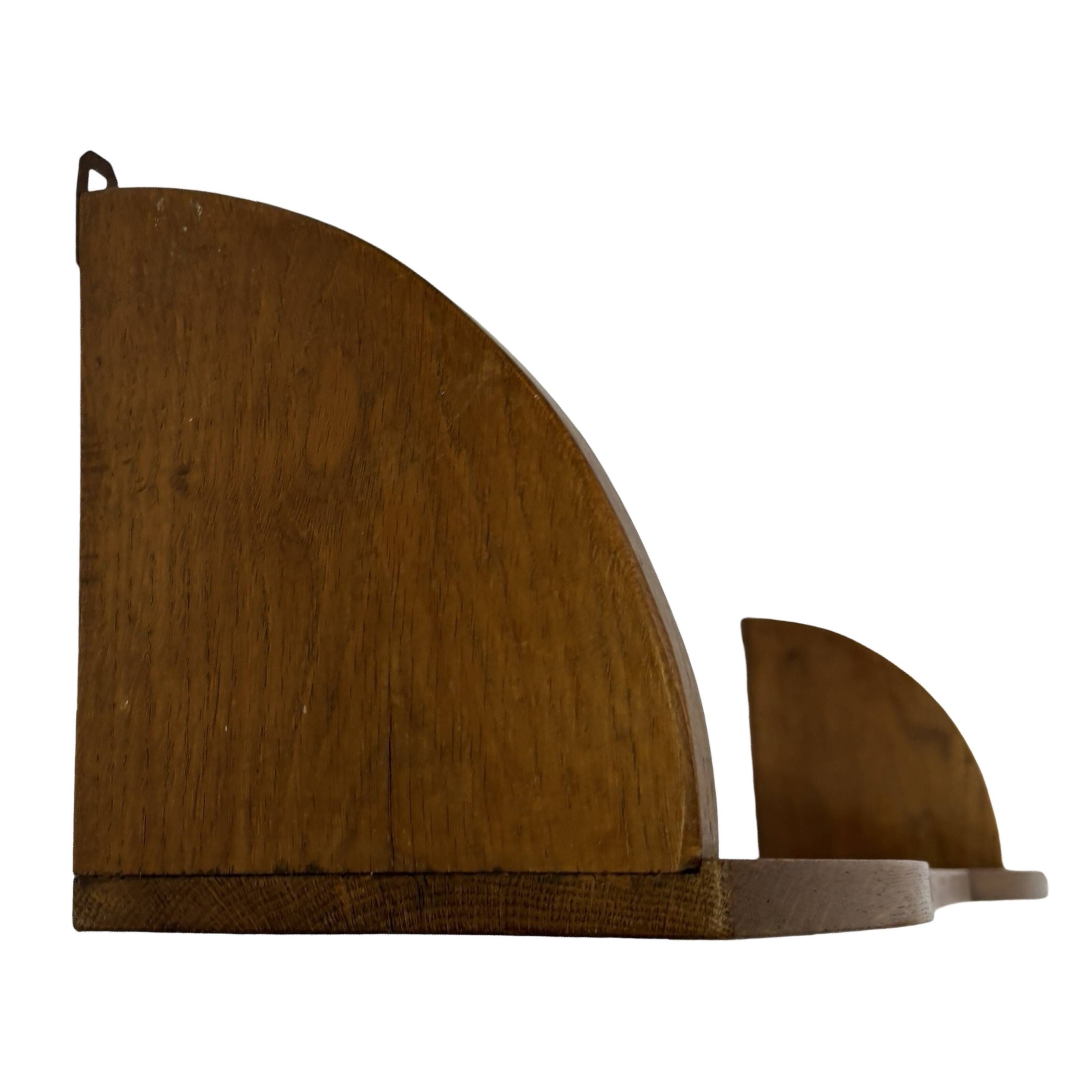 Vintage wooden wall shelve rack bookshelf in oak wood minimalist