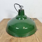 Industrial British Green Enamel Factory Pendant Lamp, 1960s