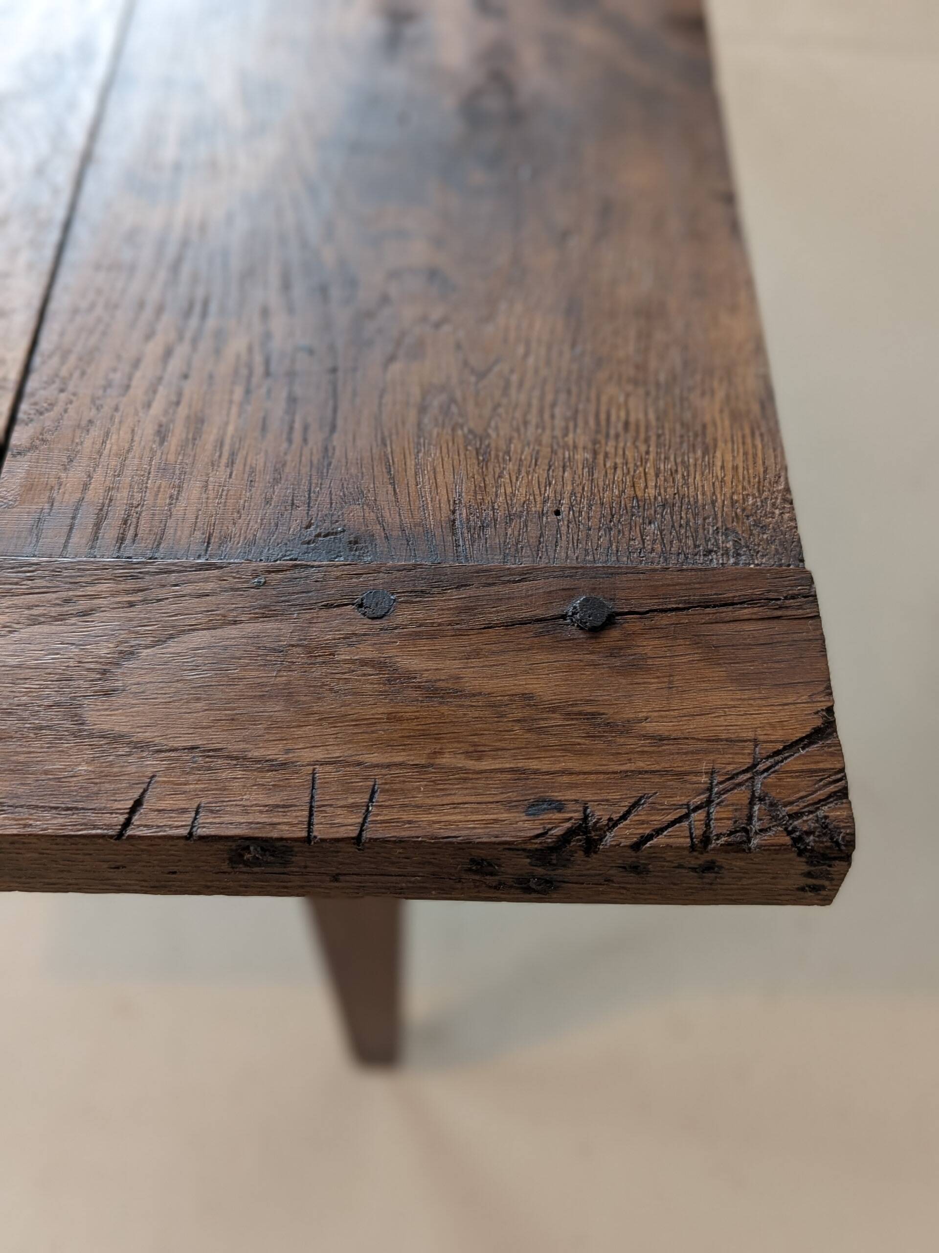 Campaign table in solid oak, Directoire style.