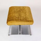 Stainless steel coffee table and stool, by the Roche Bobois design office, 1970