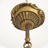 French Art Nouveau Bronze 6 Light Chandelier with Scroll Arms and Leaf Details 5583