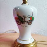 Pair of mid-century porcelain brass bedside lamps, 50s/60s